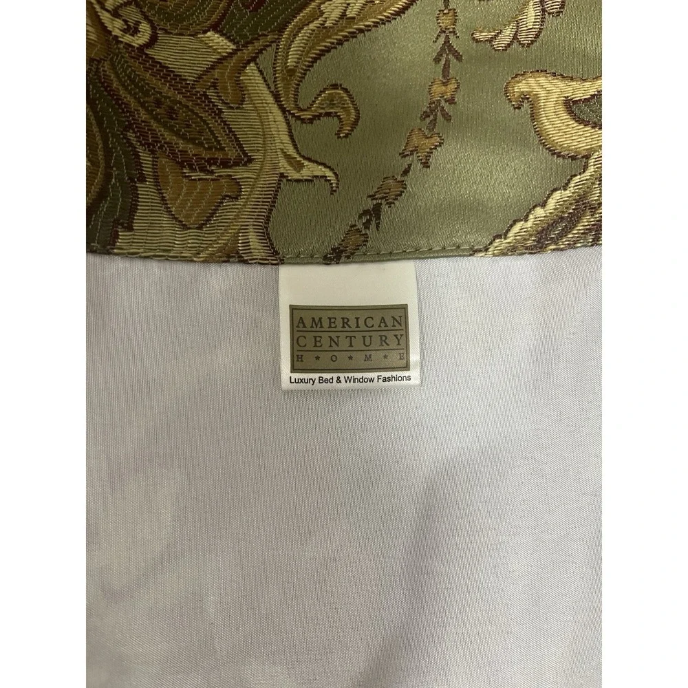 American‎ Century Home Valance Green Gold Damask Jacquard 86x18